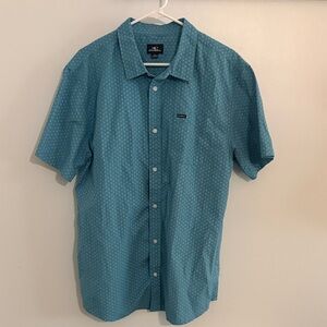 O'Neill Men's Teal Short-Sleeve Button-Down with Micro Dot Print